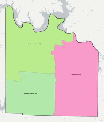 Grayson County TX townships and subdivisions map