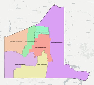 Gregg County TX school district boundaries map