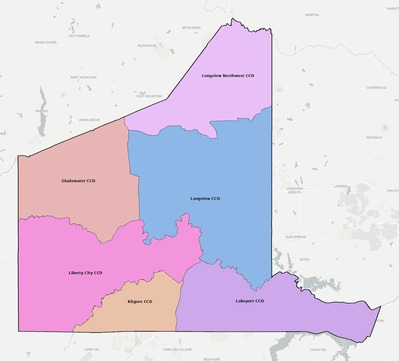 Gregg County TX townships and subdivisions map