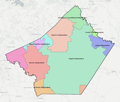 Guadalupe County TX school district boundaries map