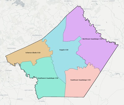 Guadalupe County TX townships and subdivisions map