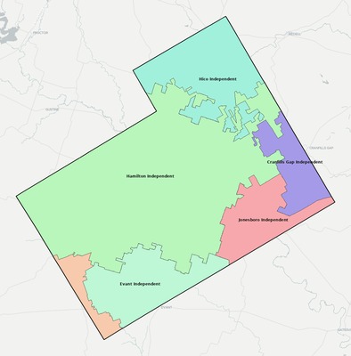 Hamilton County TX school district boundaries map