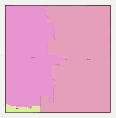 Hansford County TX ZIP code boundaries map
