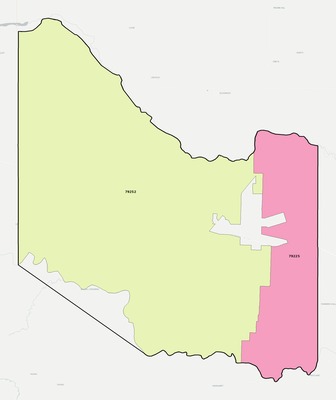 Hardeman County TX ZIP code boundaries map