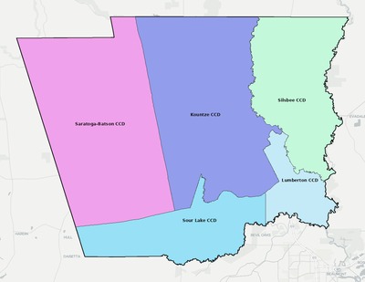 Hardin County TX townships and subdivisions map
