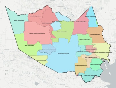 Harris County TX school district boundaries map