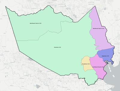 Harris County TX townships and subdivisions map