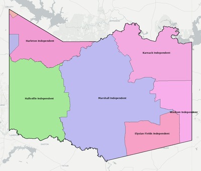Harrison County TX school district boundaries map