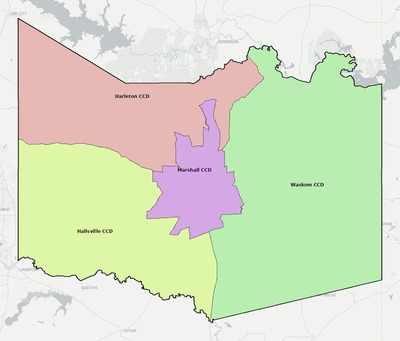Harrison County TX townships and subdivisions map