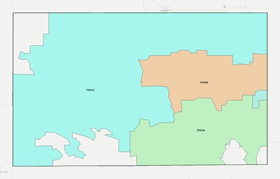 Hartley County TX ZIP code boundaries map