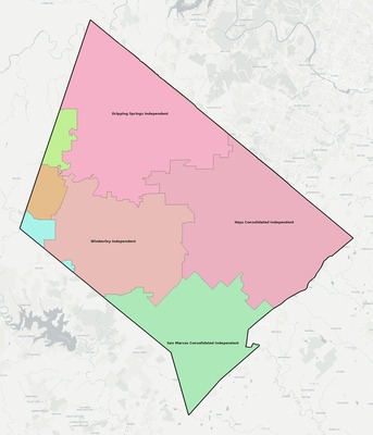 Hays County TX school district boundaries map