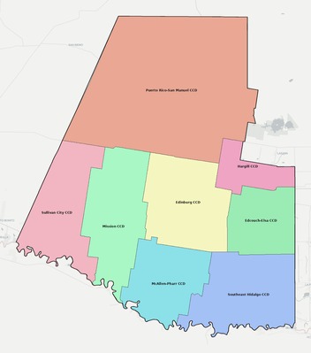 Hidalgo County TX townships and subdivisions map
