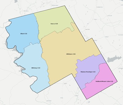 Hill County TX townships and subdivisions map