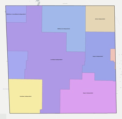 Hockley County TX school district boundaries map