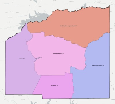 Hopkins County TX townships and subdivisions map