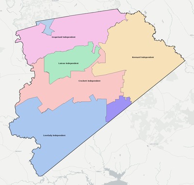 Houston County TX school district boundaries map