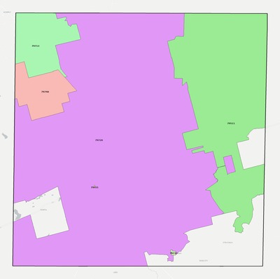 Howard County TX ZIP code boundaries map