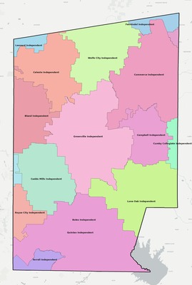 Hunt County TX school district boundaries map