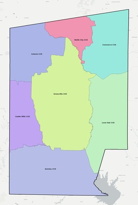 Hunt County TX townships and subdivisions map