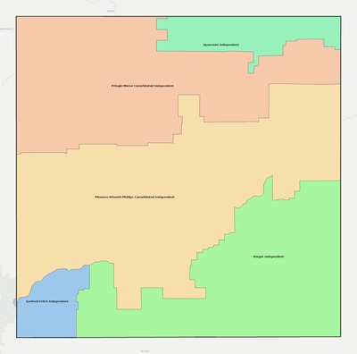 Hutchinson County TX school district boundaries map