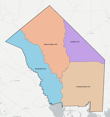 Jackson County TX townships and subdivisions map