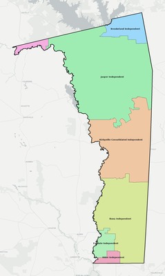 Jasper County TX school district boundaries map