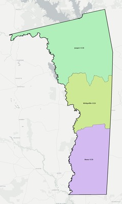 Jasper County TX townships and subdivisions map