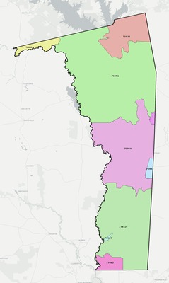 Jasper County TX ZIP code boundaries map