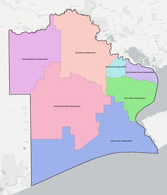 Jefferson County TX school district boundaries map