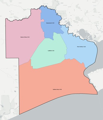 Jefferson County TX townships and subdivisions map