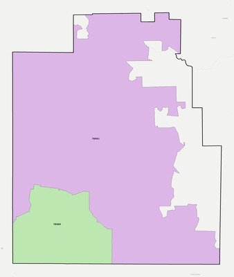 Jim Hogg County TX ZIP code boundaries map