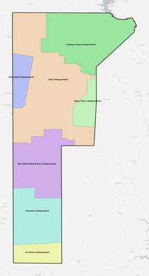 Jim Wells County TX school district boundaries map