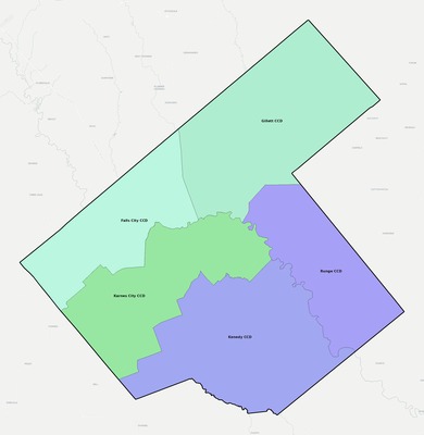 Karnes County TX townships and subdivisions map