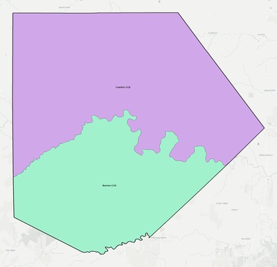 Kendall County TX townships and subdivisions map