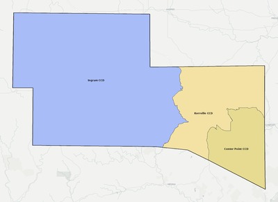 Kerr County TX townships and subdivisions map