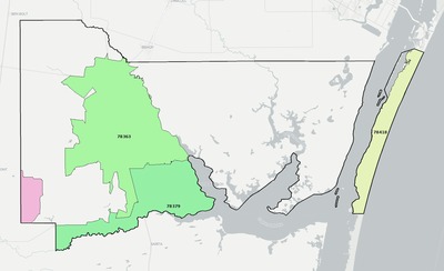 Kleberg County TX ZIP code boundaries map