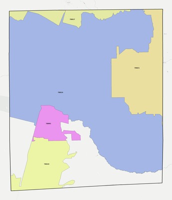 La Salle County TX ZIP code boundaries map