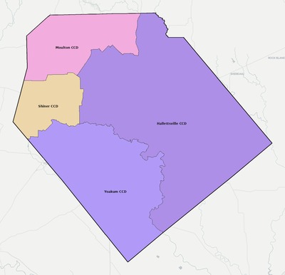 Lavaca County TX townships and subdivisions map