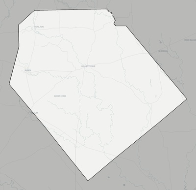 Lavaca County TX county basemap context