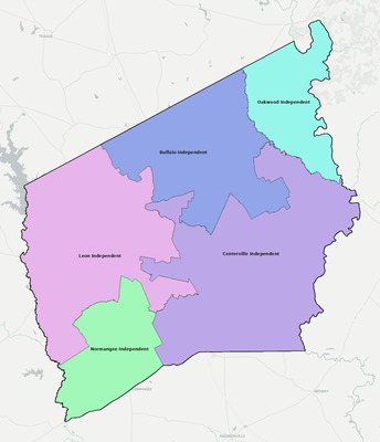 Leon County TX school district boundaries map