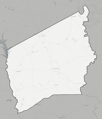 Leon County TX county basemap context