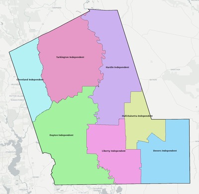 Liberty County TX school district boundaries map