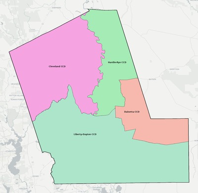 Liberty County TX townships and subdivisions map
