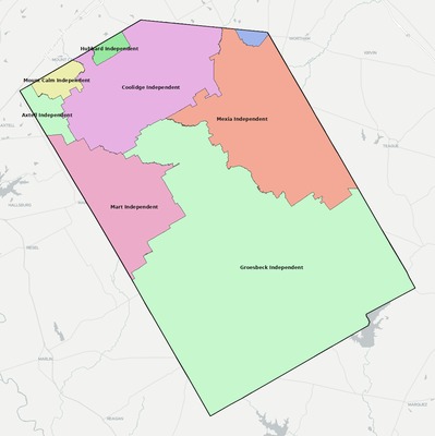 Limestone County TX school district boundaries map