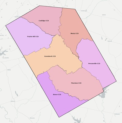 Limestone County TX townships and subdivisions map
