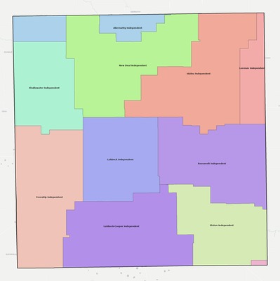 Lubbock County TX school district boundaries map