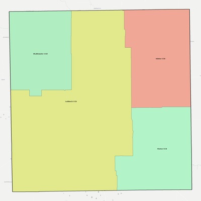 Lubbock County TX townships and subdivisions map