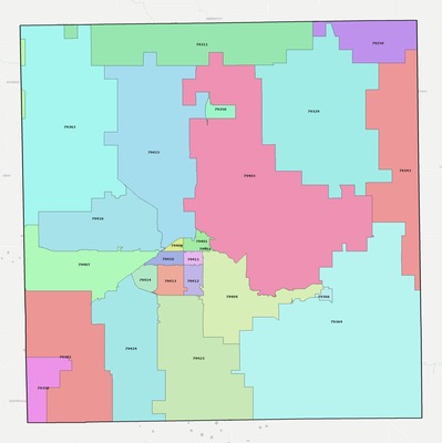 Lubbock County TX ZIP code boundaries map