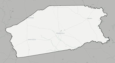 Madison County TX county basemap context