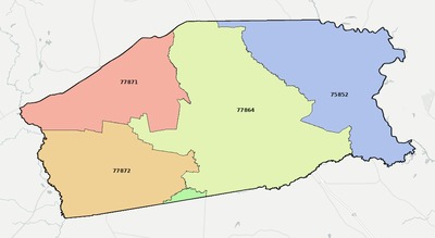 Madison County TX ZIP code boundaries map